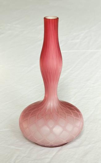 [Pink bottle with tall cylindrical neck]