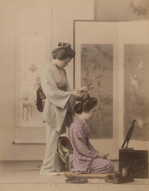 Woman having hair done