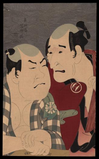 Two Kabuki Actors- one wearing checkered robe