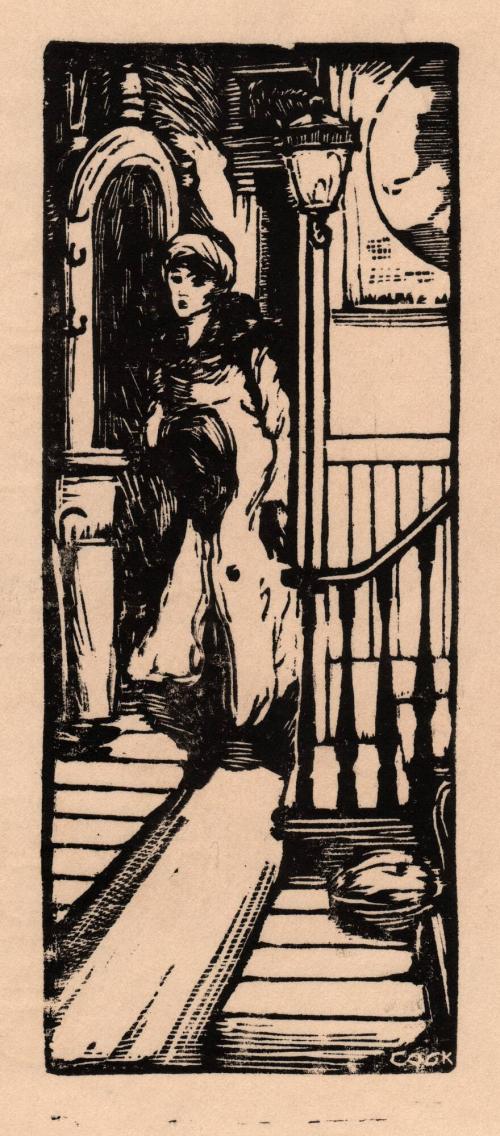 [Woman standing in foyer]