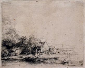 Landscape with a cow drinking