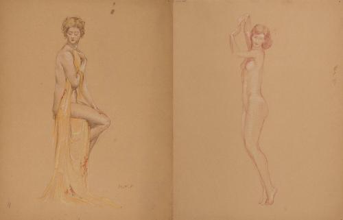 [Study, seated nude with drape (recto); study (verso)]