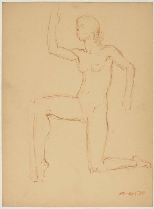 [Study, nude on one knee]