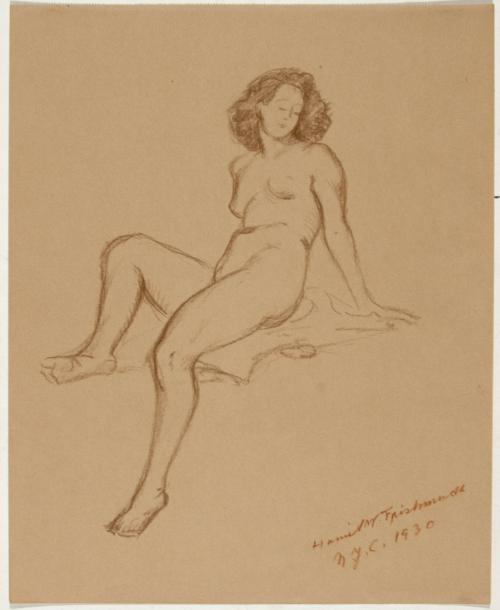 [Study, seated nude, leaning back (recto); study, standing nude (verso)]