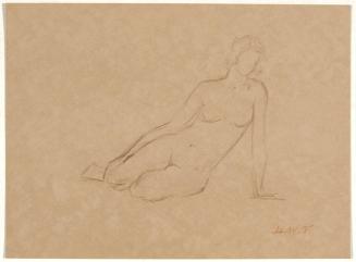 [Study, seated nude resting on one hand]