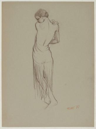 [Study, partially draped model, back]