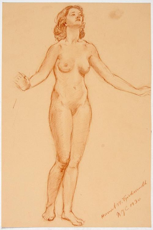 [Study, standing nude with arms out (NYC 1930)]