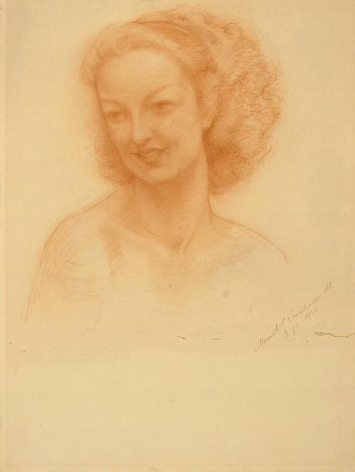 [Portrait of a woman, looking left]