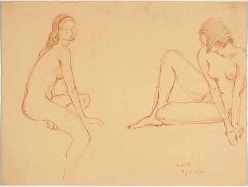 [Two studies of seated nudes]