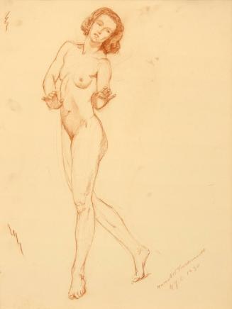 [Study, standing nude, “dance step”]