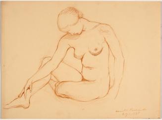 [Study, seated nude with head down]