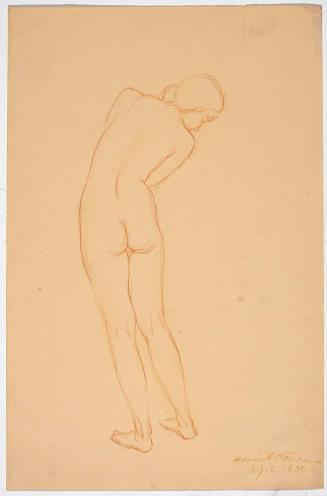 [Study, standing nude, back looking right]