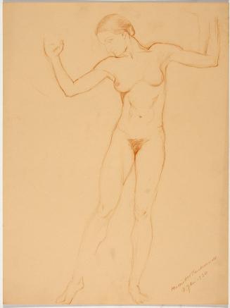 [Study, standing nude with arms raised (similar pose to one of the figures in “Morning, Noon, and Night”)]