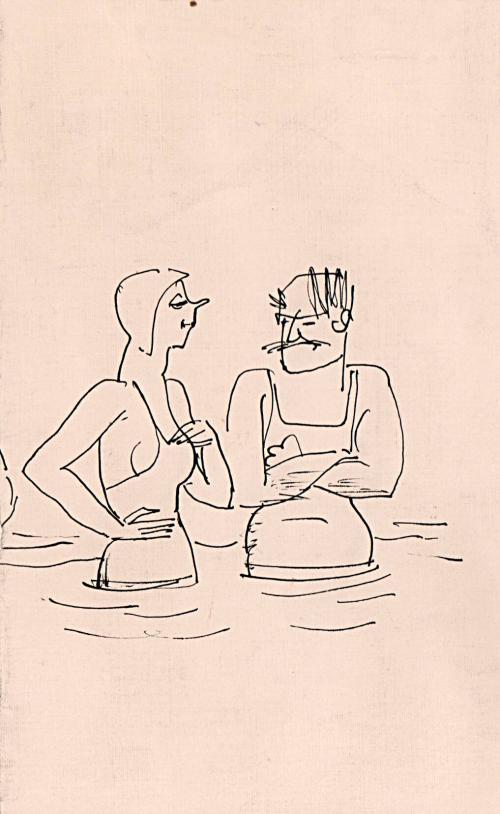 Man and woman bathing
