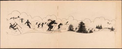 Winter scene with skiers