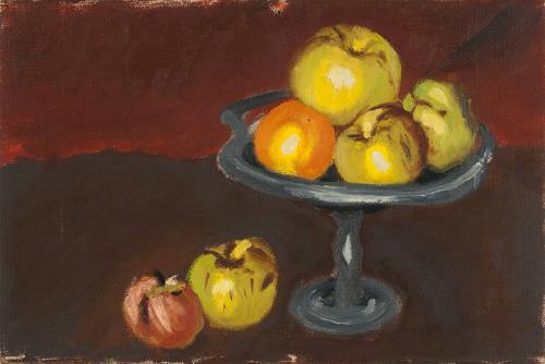 [Still life with apples and dish]