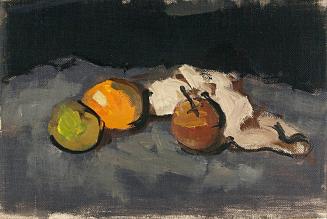 Still-life with apples on gray background