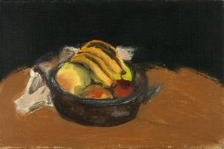 Still life with bananas and apples