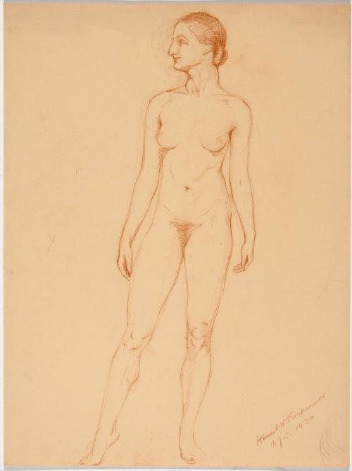 [Study, standing nude looking left]