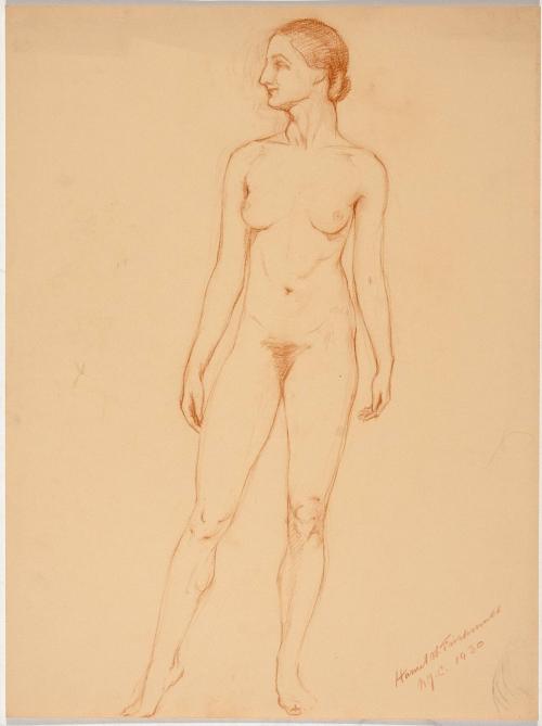 [Study, standing nude looking left]