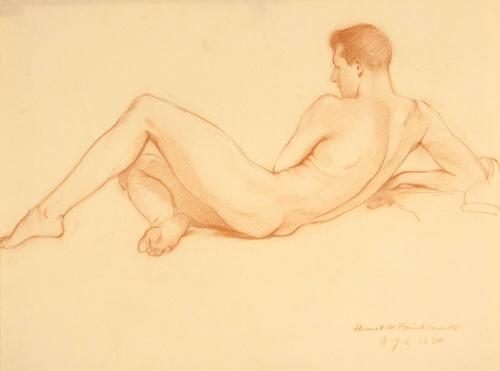 [Sketch of a reclining male nude]
