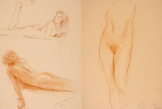 [Two studies, nude lying on stomach]