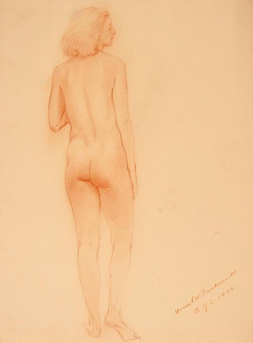 [Study, standing nude looking right, back]