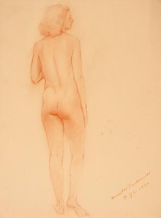 [Study, standing nude looking right, back]