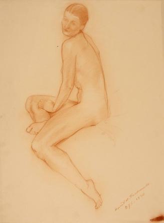 [Study, seated nude, side view]