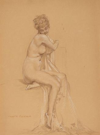 [Study, seated nude with drape]