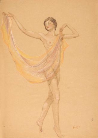 [Study, standing nude with orange drape]