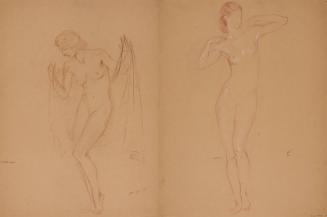 [Study, nude with drape (verso drawing, pose similar to “Longing”)]