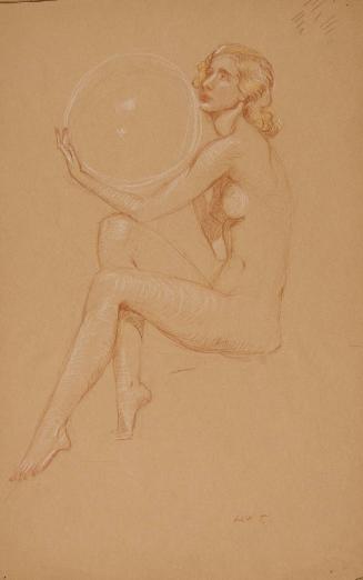 [Study, seated nude holding ball]