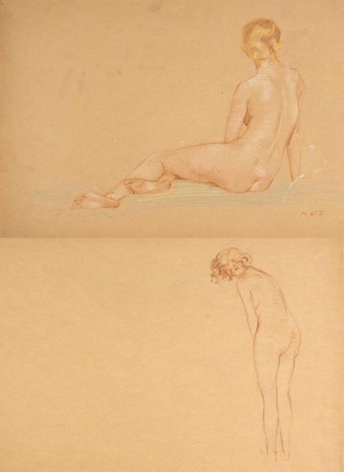 [Study, seated nude back]