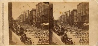 Stereoview of the 7th Regiment Marching to Meet the 1st Japanese Embassy June 16, 1860