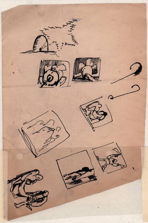 untitled, nine thumbnail sketches [Ellis 22 (1)]