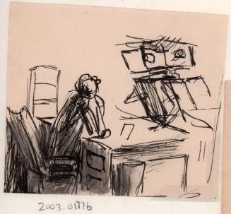 untitled, man sitting at desk conversing with a robot [Ellis 35(4)]