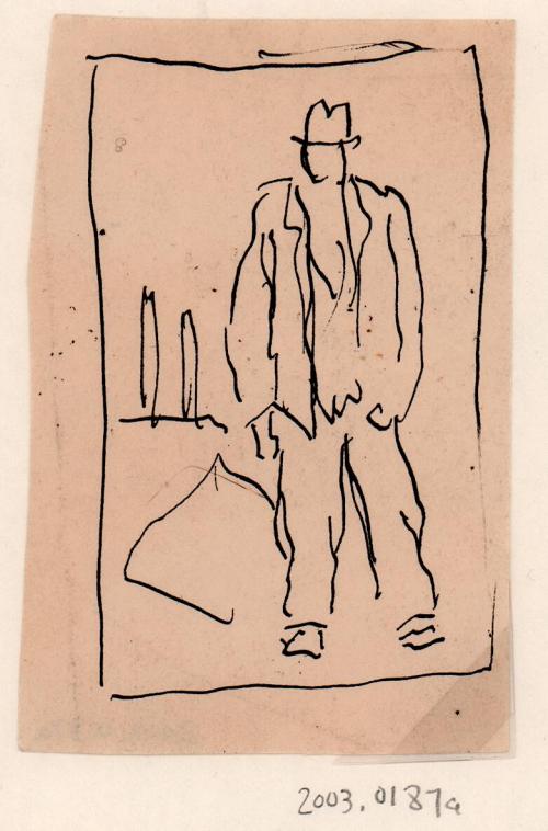 untitled, man with a hat standing [Ellis 45(4)]