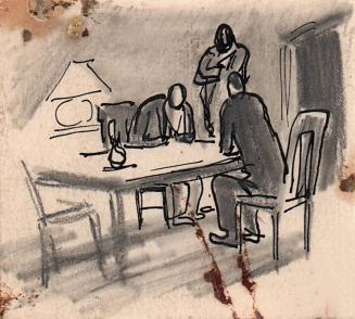 untitled, three figures seated around table [Ellis 47(4)]