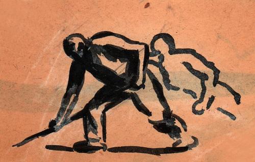 untitled, two figures, one pulling on rope [Ellis 48(3)]