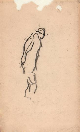 untitled, figure in hat and coat carrying containers in each hand [Ellis 52(7)]