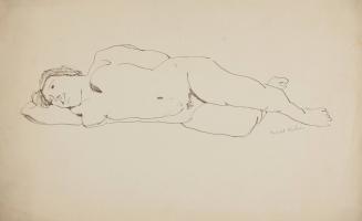 [Nude figure reclining on their right side]