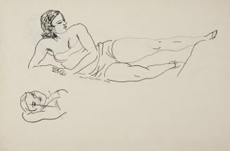 [reclining woman resting on elbow; verso: reclining nude]