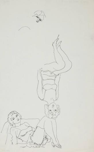 [two female figure studies, one seated, one reclining]