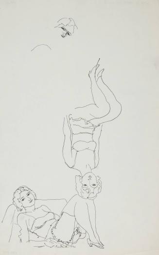 [two female figure studies, one seated, one reclining]