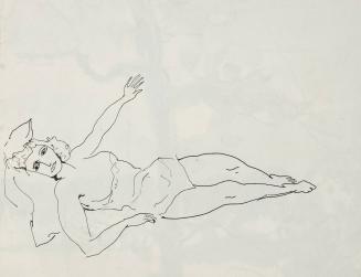 [Reclining woman with head on pillow]