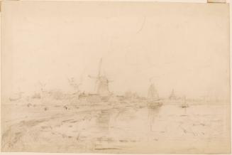 [Landscape with windmill and sailboat]