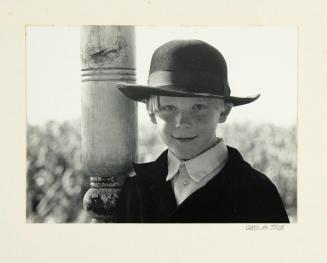 Amish Boy Leaning on Post, Lancaster, PA 1968