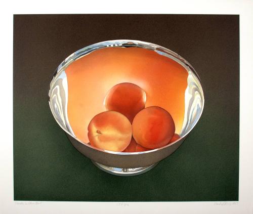 Peaches in Silver Bowl