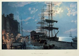 BOSTON Long Wharf by Moonlight in 1865